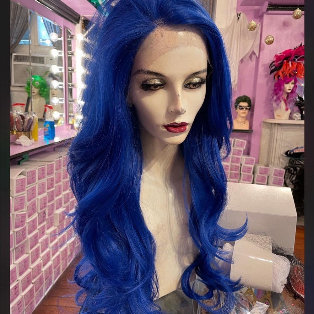 Blue Long “Kim” Wig. Halloween costume. Excellent condition.